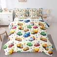 thumbnail image 1 of Manfei Cute School Bus 7-Piece King Bedding,City Cars Pattern King Bed in a Bag,Beige,Polkadot Reversible, 1 of 7