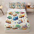 thumbnail image 1 of Manfei Cute School Bus Zipper Full Size Comforter Sets with Fitted Sheet and 2 Pillowcases,City Cars Pattern Zipper Bedding Set,Beige,Polkadot Reversible,4pcs, 1 of 8