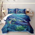 thumbnail image 1 of Manfei Cute Sea Turtles Quilt King,Lovely Ocean Plant King Coverlet Set,Nary Blue,3 Pieces, 1 of 7