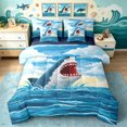 thumbnail image 1 of Manfei Cute Shark Twin Bedding, Ocean Oil Printing Bedding Comforter Set, Blue Scene, Blue Reversible, 7 Pieces, 1 of 6