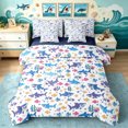 thumbnail image 1 of Manfei Cute Shark Twin Bedding, Sea Fish Coral Bedding Comforter Set, Blue Purple, Blue Reversible, 7-Piece, 1 of 6