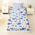 thumbnail image 1 of Manfei Cute Shark Twin Fitted Sheet, Sea Fish Coral Bedding, Blue Purple, 2-Piece, 1 Fitted Sheet and 1 Pillowcase, 1 of 6