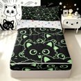 thumbnail image 1 of Manfei Cute Simple Cat Zipper Twin Comforter Sets with Fitted Sheet and 2 Pillowcases, Cartoon Kitten Zipper Bedding Set, Black Green, Polkadot Reversible, 4 Pieces, 1 of 7