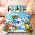 thumbnail image 1 of Manfei Cute Snowman 7-Piece Twin Bedding,Christmas Snowflake Bedding Comforter Set,Blue Green,Christmas Reversible, 1 of 6