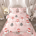 thumbnail image 1 of Manfei Cute Snowman Bedding Comforter Set 7pcs for Kids Girls, Pink Christmas Full Bedding Set, Xmas Themed Fitted Sheet Flat Sheet, Lightweight Room Decor, 1 of 7