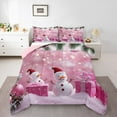 thumbnail image 1 of Manfei Cute Snowman Full Size Comforter Sets for Girls, Dreamy Christmas Snowflake Bedding Comforter Set, Fairy Tale Reversible Bedding Sets, Microfiber Bedroom Decor, 3 Pieces, 1 of 8