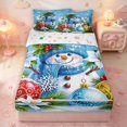 thumbnail image 1 of Manfei Cute Snowman Zipper Twin Comforter Sets with Fitted Sheet and 2 Pillowcases,Christmas Snowflake Zipper Bedding Set,Blue Green,Christmas Reversible,4pcs, 1 of 8