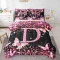 thumbnail image 1 of Manfei Cute Sparkling Print 7-Piece Twin Bedding,Pink Alphabet Print D Bedding Comforter Set,Pink Reversible, 1 of 7
