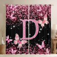 thumbnail image 1 of Manfei Cute Sparkling Print Blackout Curtains Set of 2 (52x84 Each),Pink Alphabet Print D Curtain, 1 of 7