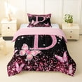 thumbnail image 1 of Manfei Cute Sparkling Print Twin Comforter Sets,Pink Alphabet Print D Bedding Set,Pink Reversible,2-Piece,1 Comforter and 1 Pillowcase, 1 of 7