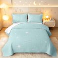 thumbnail image 1 of Manfei Cute Stars Quilt King,Kawaii Cartoon Theme King Coverlet Set,Mint White,Polkadot Reversible,3-Piece,1 Bedspread and 2 Pillowcases, 1 of 7