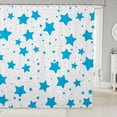 thumbnail image 1 of Manfei Cute Stars Shower Curtain 72Wx72L,Cartoon Polka Dot Bathroom Curtain,White Blue, 1 of 5