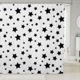 thumbnail image 1 of Manfei Cute Stars Shower Curtain 72Wx78L,Kawaii Sprinkle Print Bath Curtain,White Black, 1 of 5