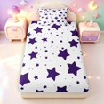 thumbnail image 1 of Manfei Cute Stars Twin Fitted Sheet,Kawaii Cartoon Themed Bedding,Dark Purple,2pcs, 1 of 6