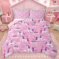 thumbnail image 1 of Manfei Cute Stars Unicorn Queen Comforter Set for Teens, Kawaii Magic Animal Bedding Sets, Cartoon Rainbow Cloud Reversible Bedding Comforter Set, Lightweight Room Decor, 3-Piece, 1 of 8