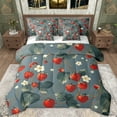 thumbnail image 1 of Manfei Cute Strawberry 7-Piece Bedding Comforter Set,Countryside Flower Floral King Bedding Sets,Red Gray Bed Sheets For Girls Kids,Breathable Home Decor Reversible, 1 of 8