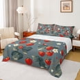 thumbnail image 1 of Manfei Cute Strawberry Bed Sheets,Countryside Flower Floral King Sheets,Red Gray Sheet Set For Girls Kids,Breathable Home Decor,4 Pieces, 1 of 7