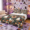 thumbnail image 1 of Manfei Cute Sunflower Ghost Queen Sheets 4 Pieces, Halloween Autumn Pumpkin Flowers Queen Sheet Sets, Green Orange Yellow,1 Fitted Sheet, 1 Flat Sheet and 2 Pillowcases, 1 of 5