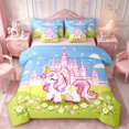 thumbnail image 1 of Manfei Cute Unicorn Castle 7-Piece Twin Bedding,Cartoon Princess Bedding Comforter Set,Reversible, 1 of 6