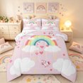 thumbnail image 1 of Manfei Cute Unicorn Rainbow Full Size Comforter Sets, Love Heart Cloud Bedding Comforter Set, Pink, Stars Reversible, 3-Piece, 1 Comforter and 2 Pillowcases, 1 of 7