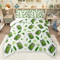 thumbnail image 1 of Manfei Cute Vegetables Pickle Bedding Comforter Set for Kid, Cartoon Pickle Twin Comforter Sets, White Green Cartoon Theme Reversible Bedding Set, Lightweight Room Decor, 2 Pieces, 1 of 9