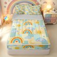 thumbnail image 1 of Manfei Cute Weather Zipper Queen Comforter Set with Fitted Sheet and 2 Pillowcases, Sun Cloud Rainbow Zipper Bedding Set, Yellow Blue, Gray Reversible, 4 Pieces, 1 of 7