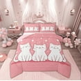 thumbnail image 1 of Manfei Cute White Cat Bedding Comforter Set for Teen, Dreamy Stars Print Twin Comforter Sets, Kawaii Cartoon Kitten Reversible Bedding Set, Super Cozy Room Decor, 2-Piece, 1 of 8