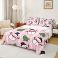 thumbnail image 1 of Manfei Cute Winter Snowman Full Size Sheets 4pcs for Boys Girls, Green Xmas Tree Bed Sheets, Pink White Polka Dots Sheet Sets, Microfiber Bedroom Decor, 1 of 7