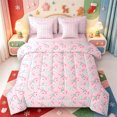 thumbnail image 1 of Manfei Cute Xmas Candy Cane 7-Piece Twin Bedding,Winter Holiday Bedding Comforter Set,Pink Reversible, 1 of 7