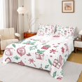 thumbnail image 1 of Manfei Cute Xmas Snowflake Twin Sheet Sets,Christmas Tree Flowers Twin Fitted Sheet,Red Green White Flat Sheet For Teens,Microfiber Bedroom Decor,3-Piece, 1 of 7
