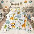 thumbnail image 1 of Manfei Cute Zoo Animal Full Size Comforter Sets for Kids, Lion Giraffe Elephant Bedding Comforter Set, Botanical Palm Tree 0, Ultra Soft Home Decor, Reversible 3 Pieces, 1 of 8