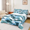 thumbnail image 1 of Manfei Cyan Camouflage Bed Sheets,Rustic Farmhouse Cabin King Sheets,Blue Military Camo Sheet Set For Boys Kids,Super Cozy Room Decor,4-Piece, 1 of 7