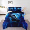 thumbnail image 1 of Manfei Cyan Gamepad Bedding Comforter Set Teen, Neon Honeycomb Geometric Twin Comforter Sets, Modern Video Game Reversible Bedding Set, Breathable Home Decor, 2 Pieces, 1 of 8