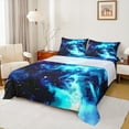 thumbnail image 1 of Manfei Cyan Starry Sky Bed Sheets Set Queen Size, Mystic Galaxy Bed Sheets Queen, Bling Stars Print Bedding Queen Size, Microfiber Room Decorative, 4-Piece, 1 of 7