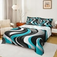 thumbnail image 1 of Manfei Cyan Stripes Full Size Sheets for Adult, Abstract Ombre Bed Sheets, Chic Geometric Sheet Sets, Super Cozy Room Decor, 4-Piece, 1 of 7