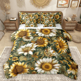 thumbnail image 1 of Manfei Daisy Sunflower Bedding Comforter Set 7-Piece for Girls, Floral Flower Full Bedding Set, Green Leaves Fitted Sheet Flat Sheet, Ultra Soft Home Decor, 1 of 8
