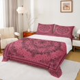 thumbnail image 1 of Manfei Damask Floral Bed Sheets,Vintage Baroque Geometric King Sheets,Black Red Sheet Set For Girl Boy,Breathable Home Decor,4-Piece, 1 of 7