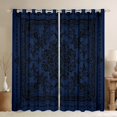 thumbnail image 1 of Manfei Damask Floral Curtains Pack of 2 (42x84 Each),Vintage Baroque Geometric Curtains Blackout,Black Deepblue Bedroom Curtains For Girl Boy,Breathable Home Decor, 1 of 6