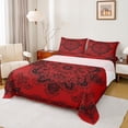 thumbnail image 1 of Manfei Damask Floral Full Size Sheets,Vintage Baroque Geometric Bed Sheets,Red Black Sheet Sets For Girl Boy,Breathable Home Decor,4pcs, 1 of 7