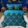 thumbnail image 1 of Manfei Damask Floral 7-Piece Twin Bedding Set,Geometric Stripe Bohemian Skull,Breathable Reversible Decor For Adults, 1 of 8
