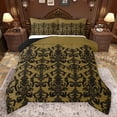 thumbnail image 1 of Manfei Damask Floral Pattern Queen Comforter Set,Vintage Baroque Bedding Sets,Gold Black Victorian Flower Bedding Comforter Set For Adults,Breathable Home Decor Reversible,3 Pieces, 1 of 8