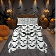 thumbnail image 1 of Manfei Damask Flower Full Size Comforter Sets,Halloween Bat Bedding Comforter Set,White Black Bedding Sets For Teens Boys,Super Cozy Room Decor Reversible,3-Piece, 1 of 8