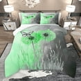 thumbnail image 1 of Manfei Dandelion Flower Floral Full Size Comforter Sets, Rustic Buuterfly Bedding Comforter Set, Green Grey Botanical Reversible Bedding Sets, Microfiber Bedroom Decor, 3pcs, 1 of 9