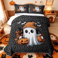 thumbnail image 1 of Manfei Dark Aesthetic Halloween Ghost Quilt Full,Black Cheetah Print Full Bedspread Sets,3pcs,1 Coverlet and 2 Pillowcases, 1 of 7