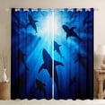 thumbnail image 1 of Manfei Deep Ocean Shark Blackout Curtains Set of 2 (52x84 Each), Big Sea Fish Window Curtains, Tropical Marine Coastal Curtains and Drapes, Luxurious Room Decor, 1 of 6