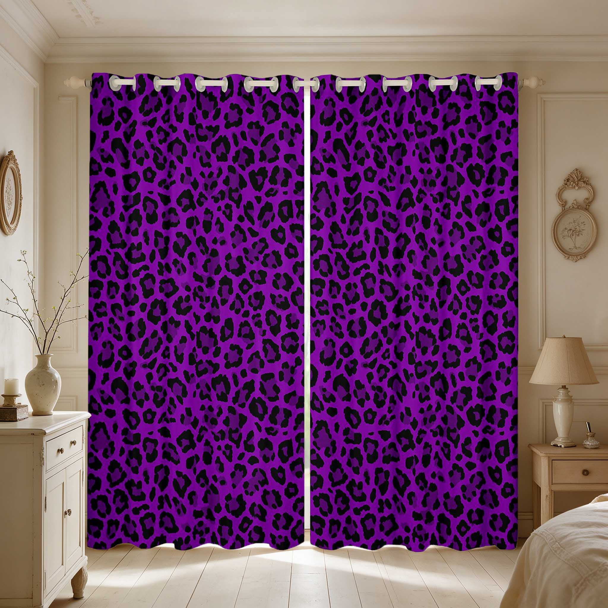 Packing List Printable Manfei Deep Purple Leopard Blackout Curtains, Black Spot Print Curtains ...