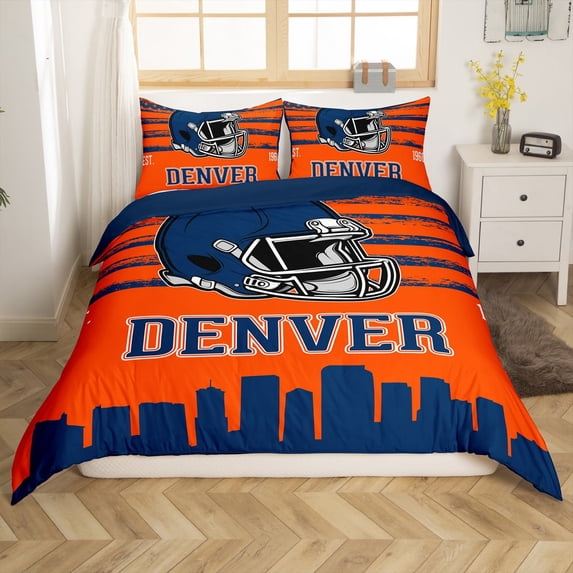 Manfei Deepblue Rugby Helmet Duvet Cover Twin,Football Sport City Bedding Sets Twin Size,Boys Ball Game Bed Set For Boys Kids,Super Cozy Room Decor Reversible(No Comforter),2pcs