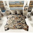 thumbnail image 1 of Manfei Deer Bear Camo 7pcs Queen Bedding Set - Brown Vintage Hunting Animal Style, 1 of 7
