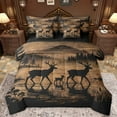 thumbnail image 1 of Manfei Deer Moose Family Bedding Comforter Set 7 Pieces, Brown Rustic Cabin Full Bedding Set, Woodland Animal Wildlife Reversible Fitted Sheet Flat Sheet, Ultra Soft Bedroom Decor, 1 of 7