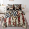 thumbnail image 1 of Manfei Deer Skull 7-Piece Twin Bedding,Vintage Usa Flag Bedding Comforter Set,Black Reversible, 1 of 7